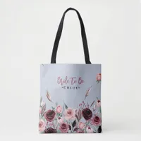 Bride To Be Tote | Dusty Blue and Burgundy Floral