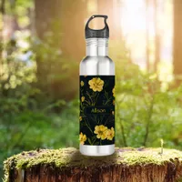 Elegant Yellow Buttercup Flowers Stainless Steel Water Bottle