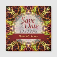 Fireworks Fractal Hearts Save the Date Announce Magnet