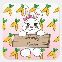 Happy Easter, Easter Bunny Button Square Sticker