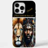 Warrior and lion unite in strength.  iPhone 16 pro max case