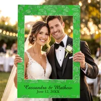 3D Lime Green Daisies Personalized Wedding Photo Selfie Frame