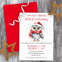 Festive Owl Winter Wonderland Birthday Celebration Invitation