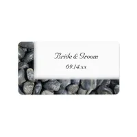 Smooth Black Pebbles Wedding Favor Tags