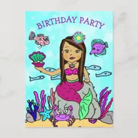 Pretty Mermaid Birthday Invitations