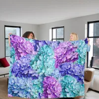 Magnificent hydrangea blossoms  fleece blanket