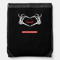 Let's Friends! Classic Skeleton Hands Heart Drawstring Bag