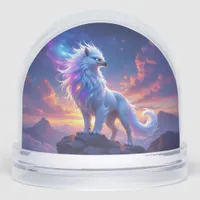 Mythical White Griffin on Top of the World Snow Globes