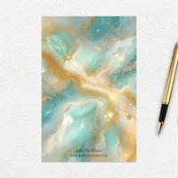 Celestial Turquoise Marble with Gold Swirls Stationery