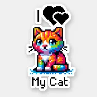 I Love My Cat | Pixel Art Sticker