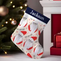 Hipster Santa Monogram Small Christmas Stocking