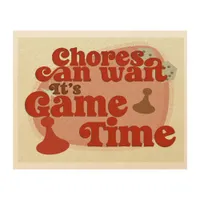 Game Time Fun No Chores Slogan Wood Wall Art