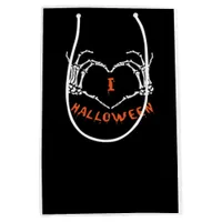 Slogan  Halloween. Heart Gesture Made Of Skeleton  Medium Gift Bag