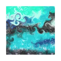 Teal, Blue and Black Fluid Art Marble Swirls  