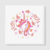 Unicorn in Pink and Orange Magnet