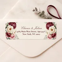 Burgundy Blush Pink Watercolor Floral Wedding Label
