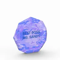 Best Boss & Name Camouflage Pastel Blue Pattern Acrylic Award