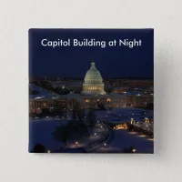 United States Capitol Building at Night Pinback Button