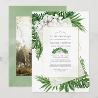 Tropical Greenery Geometric Celebration of Life  Invitation