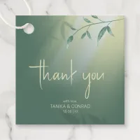 Shadow Leaf Wedding Thank You Green ID947 Favor Tags