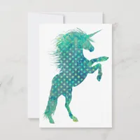 Save The Date Polka Dot Blue Unicorn