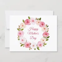 Pretty Pastel Watercolor Rose Wreath Postcard