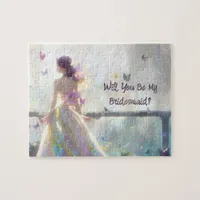 Will You Be My Bridesmaid Bride and Butterflies Jigsaw Puzzle