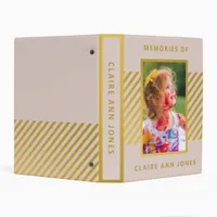 Modern Pink Gold Foil Child Photo Album Mini Binder