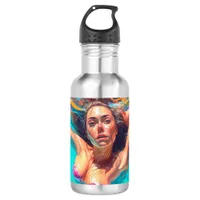 Beautiful Woman Under Water AI Art Stainless Steel Water Bottle