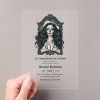 In Loving Memory of My Youth Gothic Birthday Party Acrylic Invitations