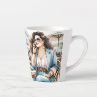 Woman at a Cafe Gift --_ Latte Mug