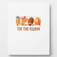 Tis The Season Leopard Football Halloween Fall Plaque