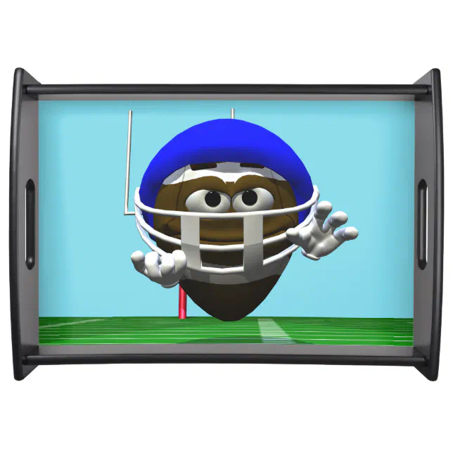 Funny Cartoon Football in a Helmet Serving Tray