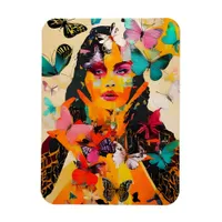 Woman and Butterflies Mixed Media Magnet