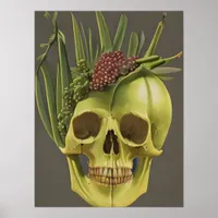 Victorian Skull, Aloe, and Grapes Poster