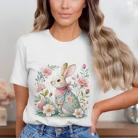 Floral Bunny Pastel Colors T-Shirt