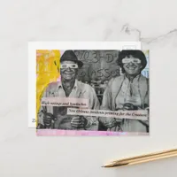 Silly Retro Man and Woman in 3D Glasses Collage Postcard