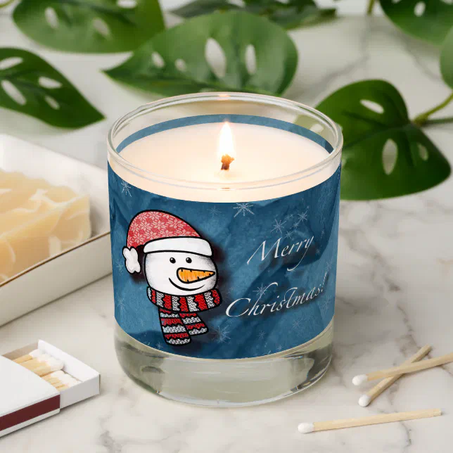 Merry Christmas, snowman with knitted clothes Scented Candle