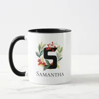Letter S Monogram Initial Christmas Berry Wreath Mug