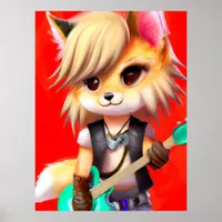 Adorable Punk Rock Fox Poster