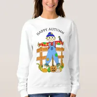 Happy Autumn Halloween Scarecrow and Pumpkins Sweatshirt