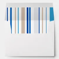 Blue gold white Beach Stripes Envelope