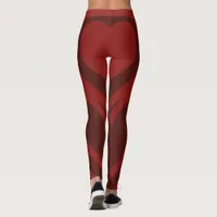 Sexy Monochrome Dark Red Heart Butt Workout Leggings