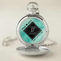 Elegant 11th Turquoise Wedding Anniversary Pocket Watch
