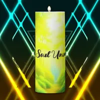 Boho Soul Unveiled Green and Yellow monogram | Pillar Candle