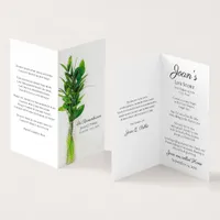 Greenery in Vase Funeral Service Memorial Prayer Business Card