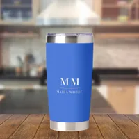 Royal blue custom monogram initials name insulated tumbler