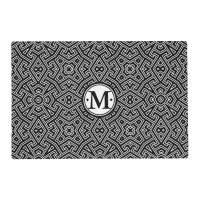 Geometric Pattern Monogram Black and White ID149 Placemat