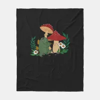 Cute Frog Playing Flute Cottagecore  Goblincore Ae Fleece Blanket