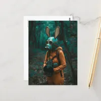 Rabbit in a Gas Mask in the Forest Postcard